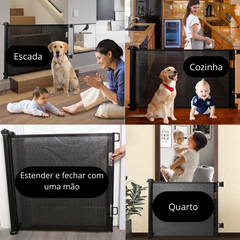 Portão Grade Retrátil Extensível Até 5 Metros Infantil Pet Cachorro Cães Bebês